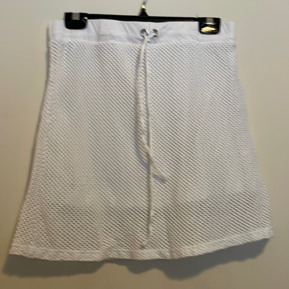 Spirit white cotton mesh cover up skirt